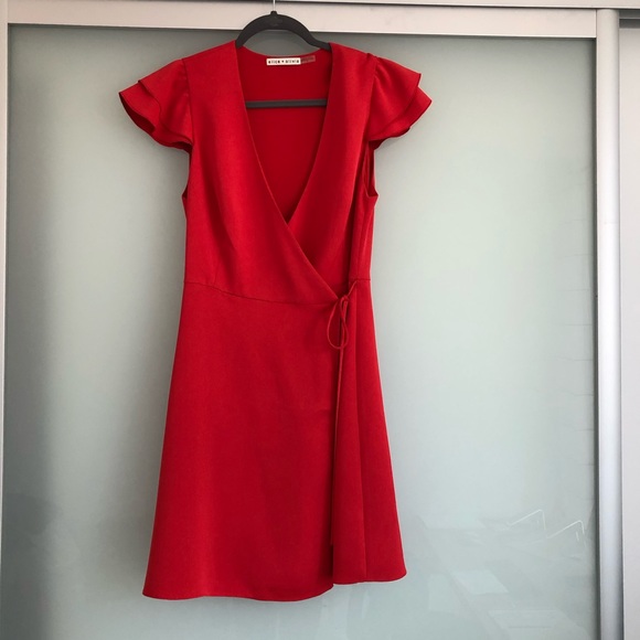 Alice and Olivia Doralee ruffle sleeve wrap dress - Picture 3 of 4